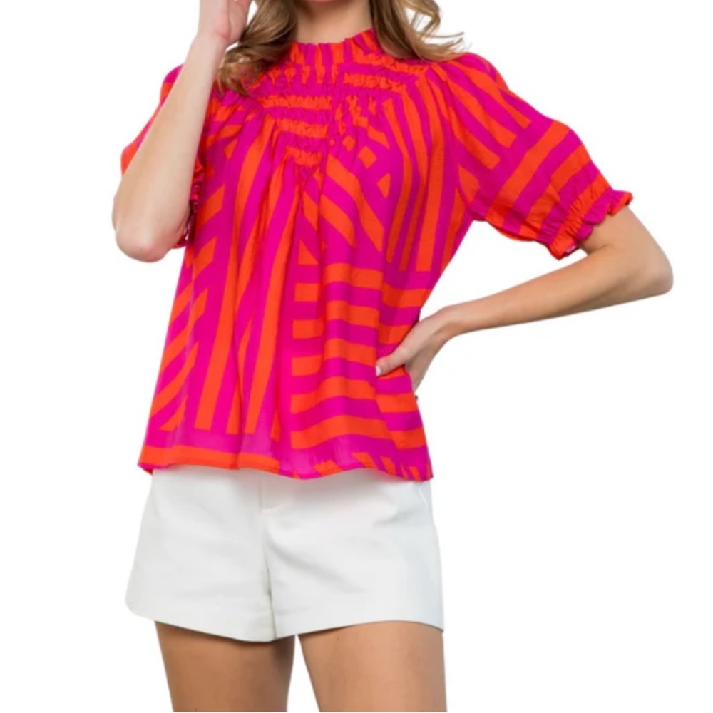THML Malibu Orange Magenta‎ Stripe Top size Small